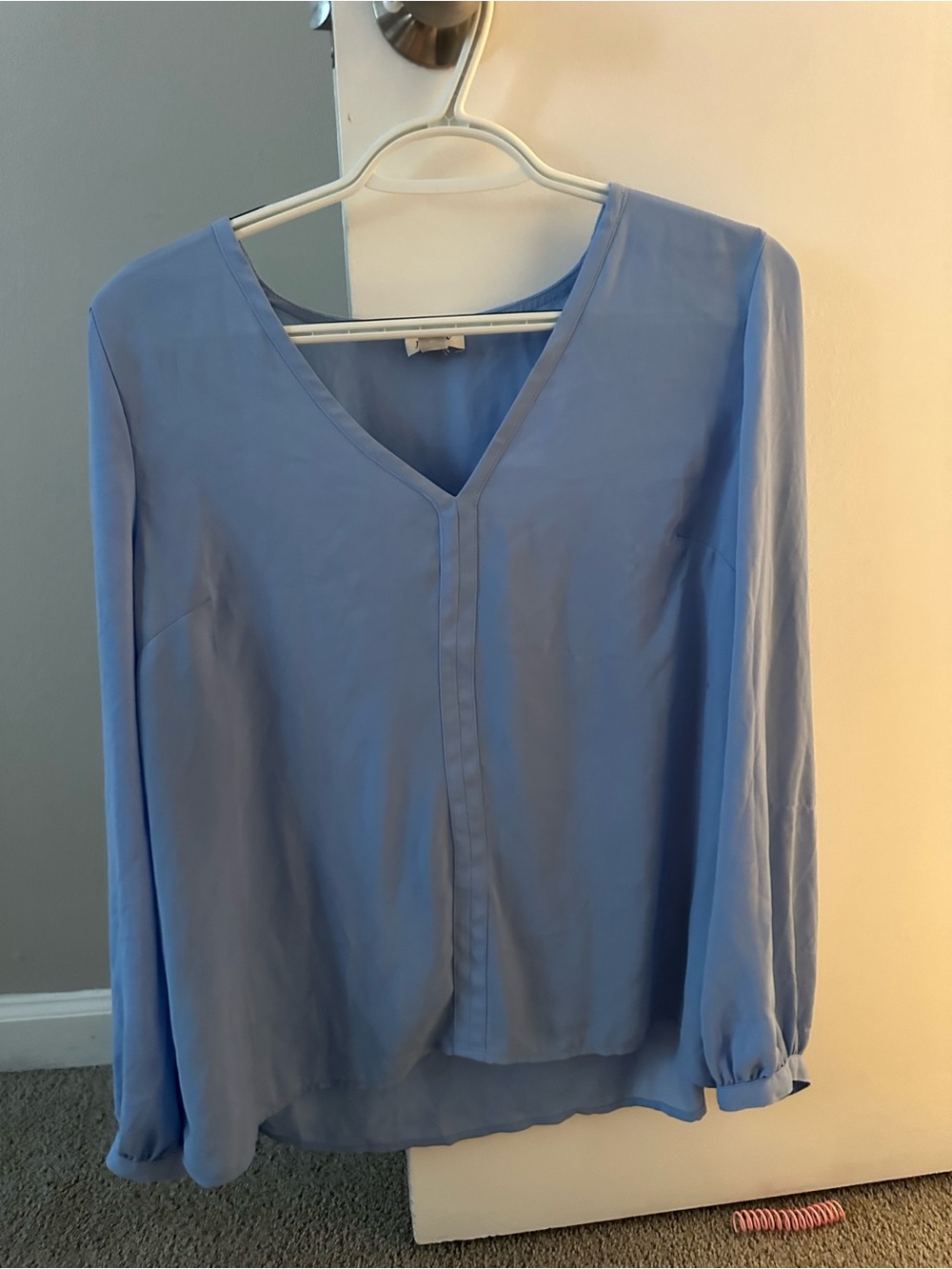 J. Crew Light Blue V-Neck Long Sleeve Blouse